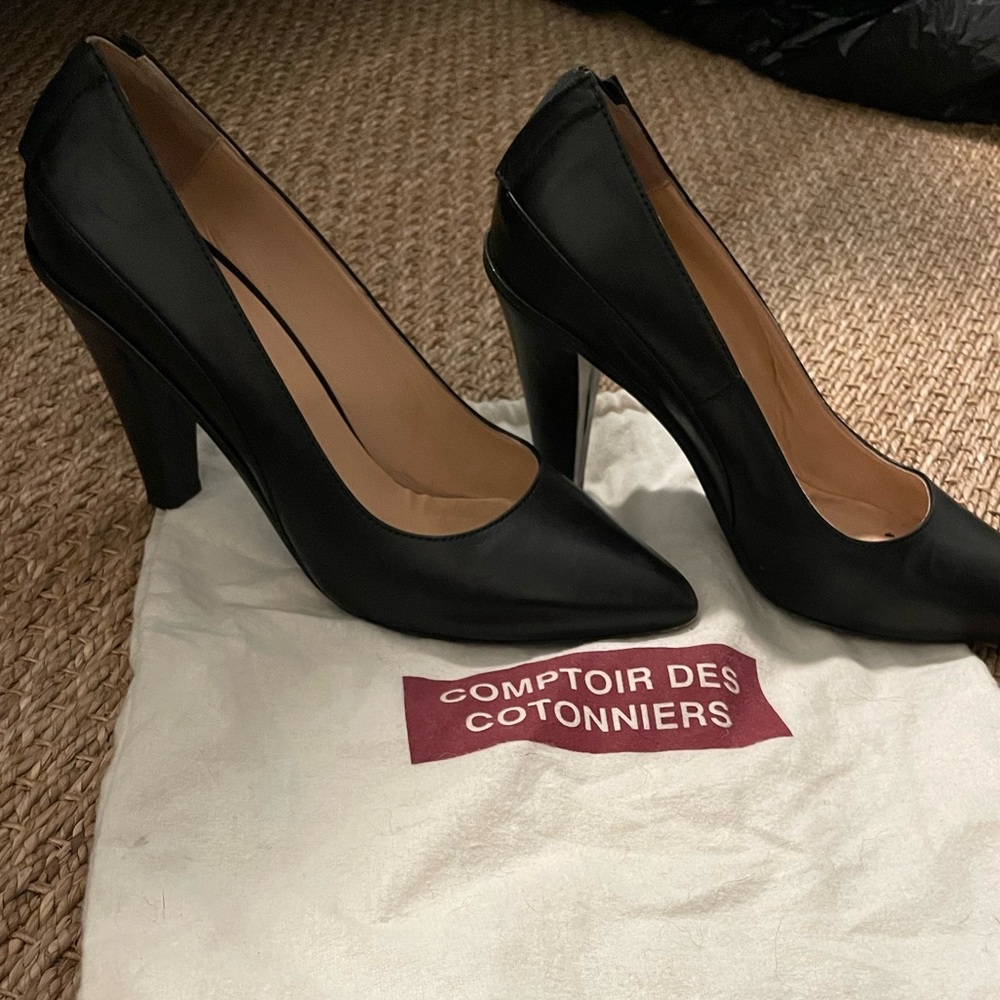 Comptoir Des Cotonniers Pristine Black Leather Heels Size 39